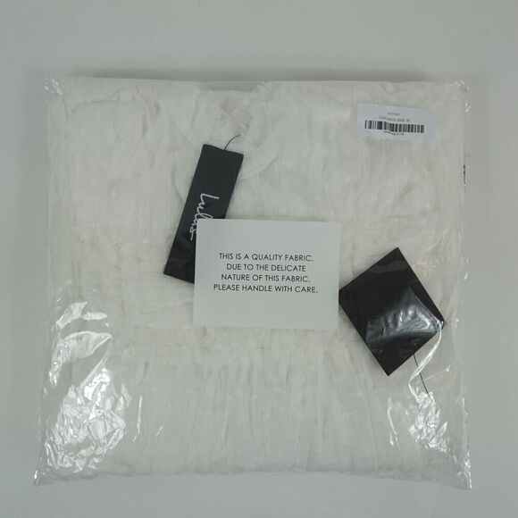 Lulus Womens Delightful Bliss White Mesh Swiss Dot Strapless Midi Dress Medium - Picture 16 of 16